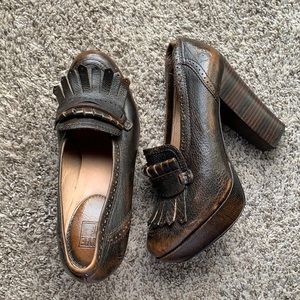 Frye Distressed Fringe 4 inch Heels